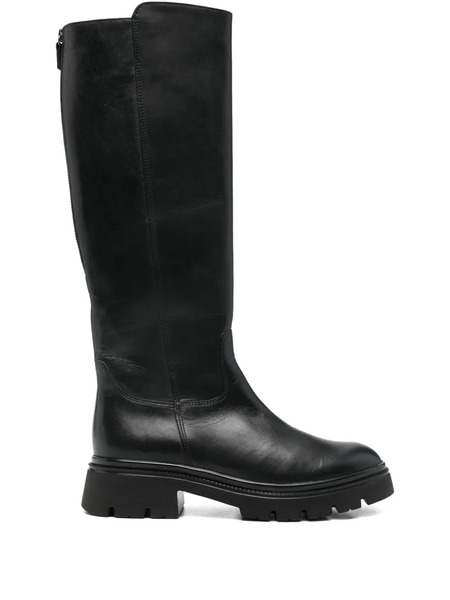  Gabor Lug-sole Zip Leather Boots - Black 