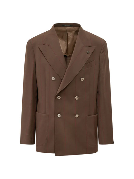  Gabriele Pasini Double-breasted Striped Jacket - Brown 
