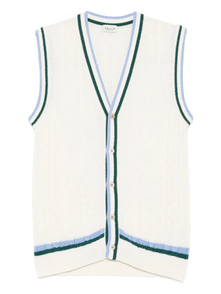  Gallia Button Sweater Vest - Neutrals 