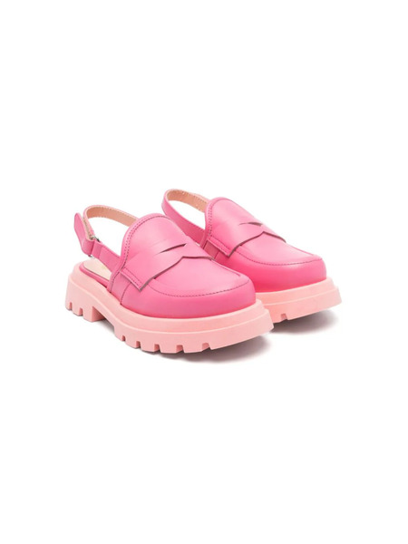 Gallucci Kids Slingback Leather Loafers - Pink 