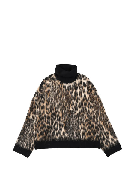  Ganni Animal-print Roll-neck Sweater - Neutrals 