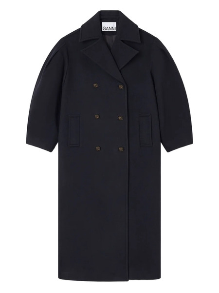  Ganni Balloon-sleeves Double-breasted Coat - Blue 