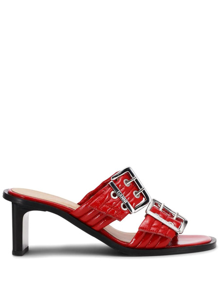  Ganni Belted Buckled Mules - Red 