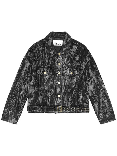  Ganni Belted Denim Jacket - Black 