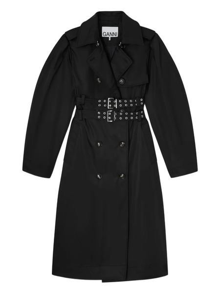  Ganni Belted Double-breasted Coat - Black 