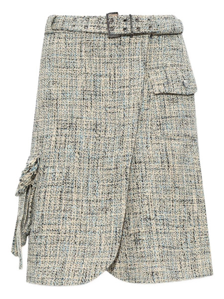  Ganni Belted Tweed Mini Skirt - Neutrals 