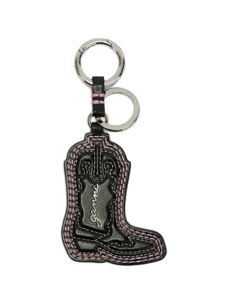  Ganni Boot-shape Stitched Keyring - Black 