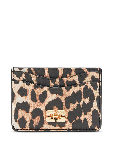  Ganni Bou Leopard-print Cardholder - Brown 