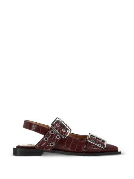  Ganni Buckle Ballet Flats - Purple 