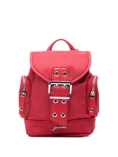  Ganni Buckle-detail Backpack - Red 
