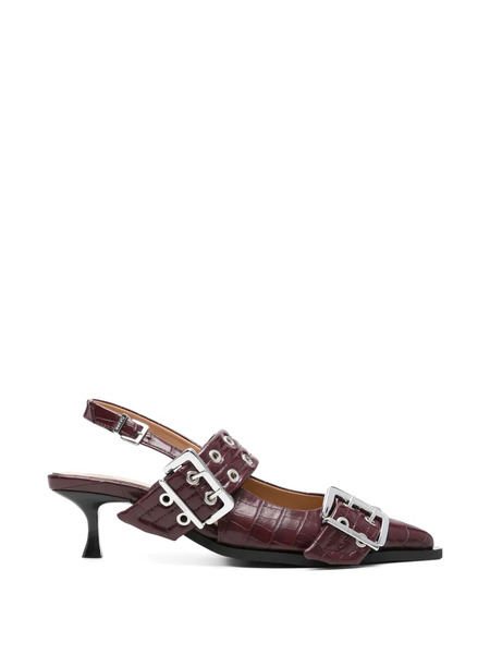  Ganni Buckle-eyelet Pumps - Brown 