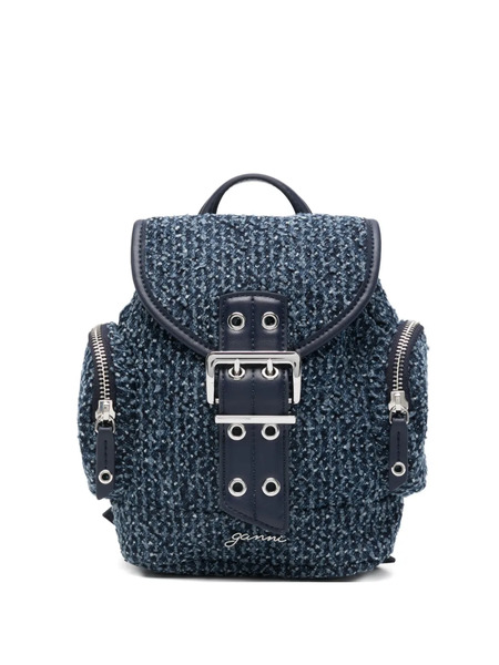  Ganni Buckle Zip Backpack - Blue 