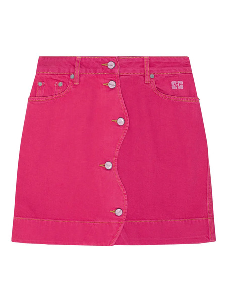  Ganni Button-front Denim Skirt - Pink 