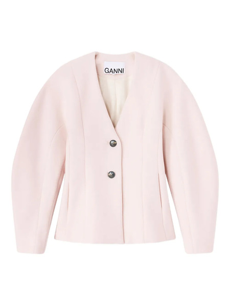  Ganni Buttoned V-neck Jacket - Pink 