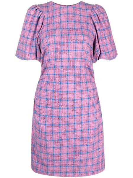 Ganni Check-pattern Minidress - Pink 