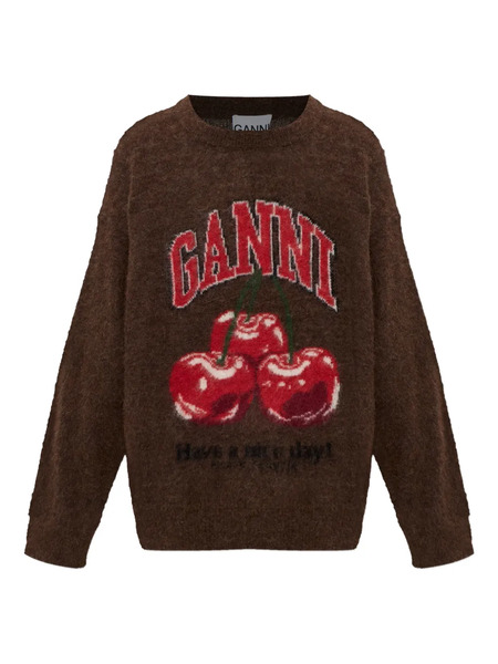  Ganni Cherry-graphic Sweater - Brown 