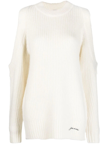  Ganni Cold-shoulder Jumper - White 