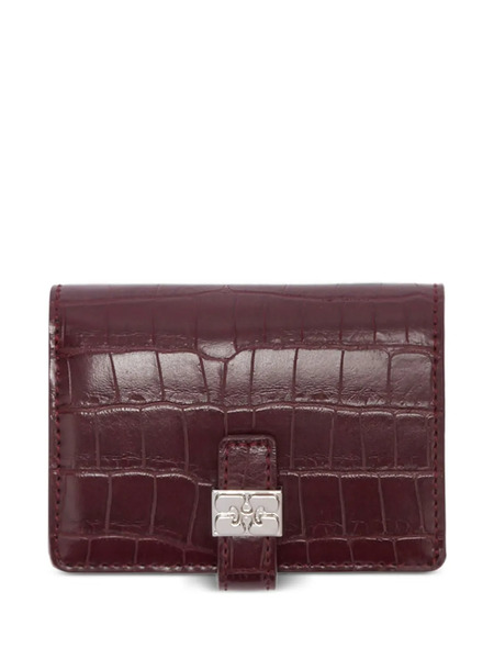  Ganni Crocodile-effect Wallet - Red 