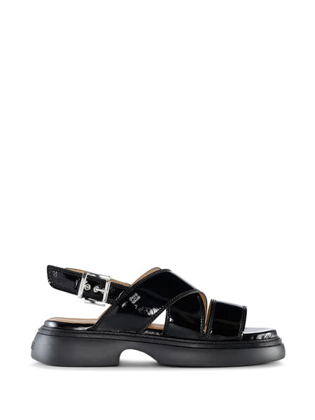  Ganni Cross-strap Sandals - Black 