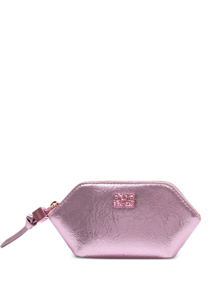  Ganni Crushed-effect Purse - Pink 