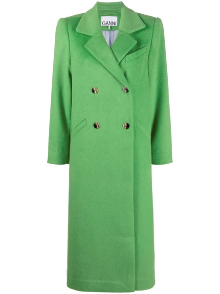  Ganni Double-breasted Button-fastening Coat - Green 