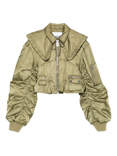  Ganni Duchess Bomber Jacket - Green 