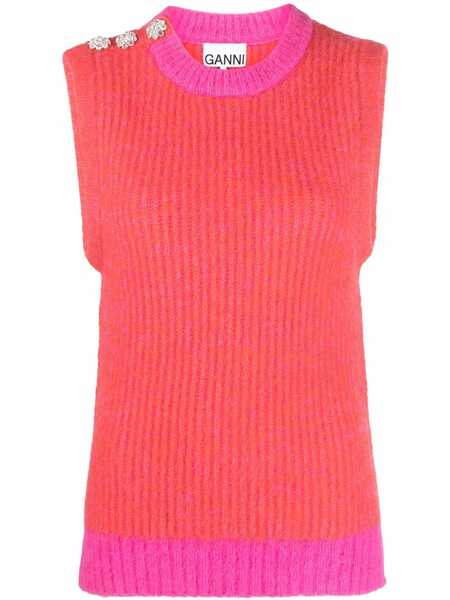  Ganni Embellished Wool-blend Vest - Pink 