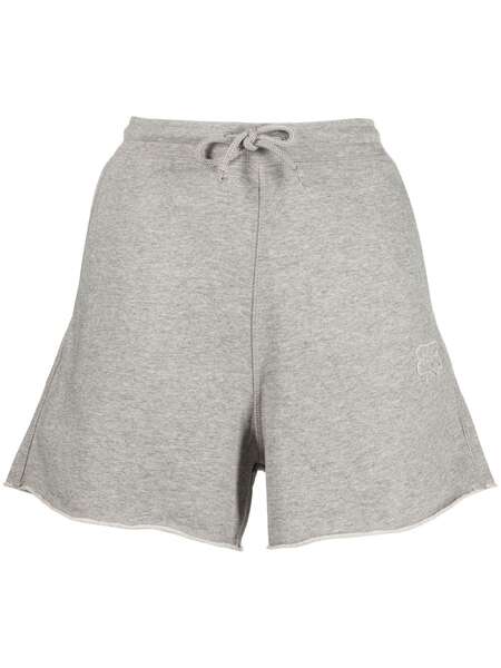  Ganni Embroidered-logo Drawstring Shorts - Grey 