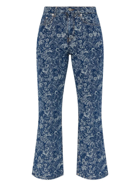  Ganni Floral-jacquard Jeans - Blue 