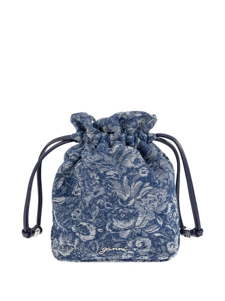  Ganni Floral-pattern Drawstring Tote Bag - Blue 
