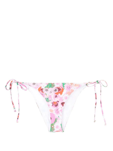 Ganni Floral-print String Bikini Bottoms - Pink 