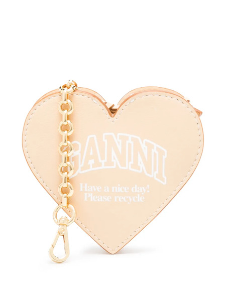 Ganni Funny Heart Leather Purse - Neutrals 