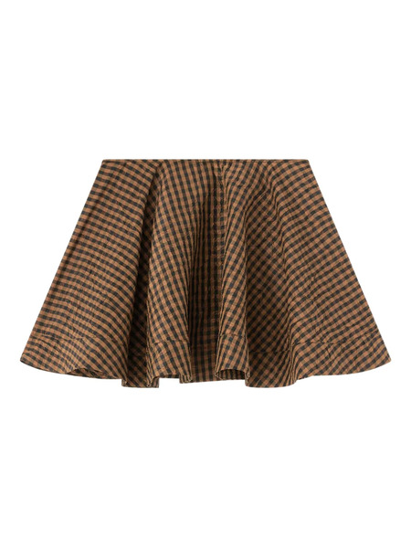  Ganni Gingham Mini Skirt - Brown 