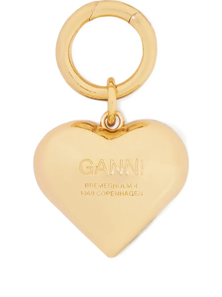  Ganni Heart Leopard-print Keyring - Gold 