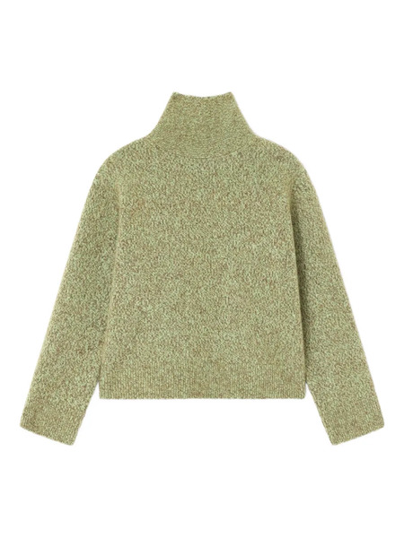  Ganni High-neck Brushed Pullover - Green 