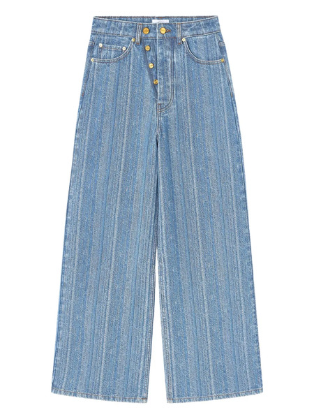  Ganni Horizontal-pattern Deconstructed Jeans - Blue 