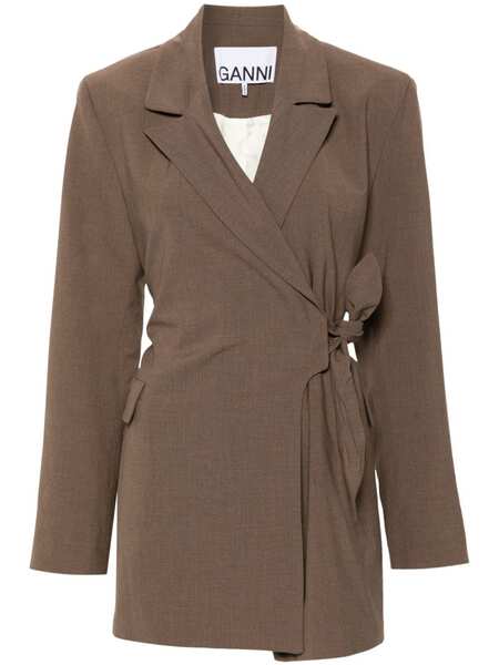  Ganni Knot-belt Wrap Blazer - Brown 