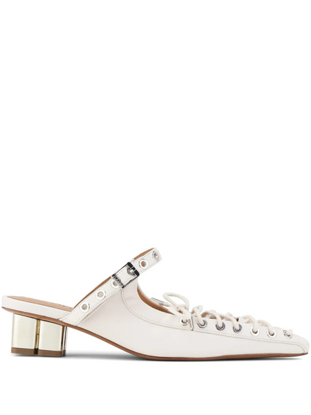  Ganni Laced Leather Mules - White 