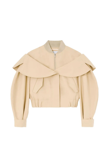  Ganni Layered-detail Bomber Jacket - Neutrals 
