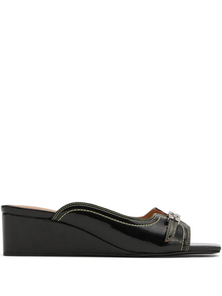  Ganni Leather Sandals - Black 