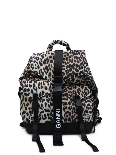  Ganni Leopard-print Backpack - Brown 