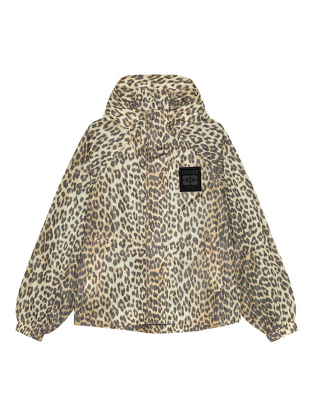 Ganni Leopard-print Hooded Jacket - Neutrals 