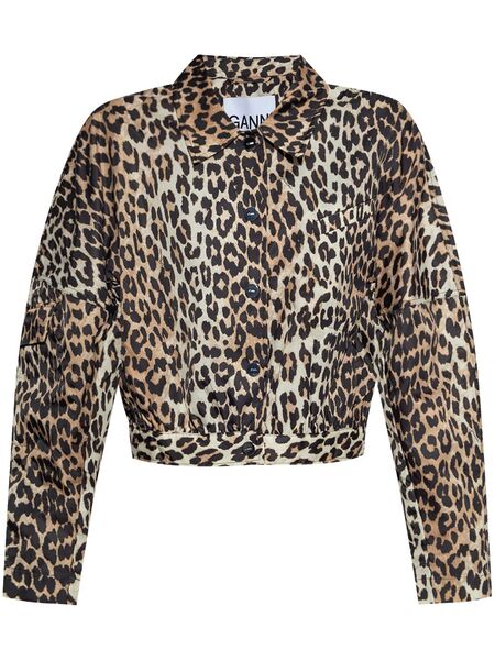  Ganni Leopard-print Jacket - Neutrals 
