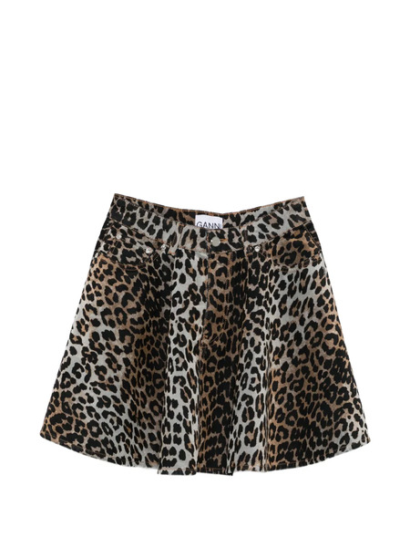  Ganni Leopard-print Mini Skirt - Brown 