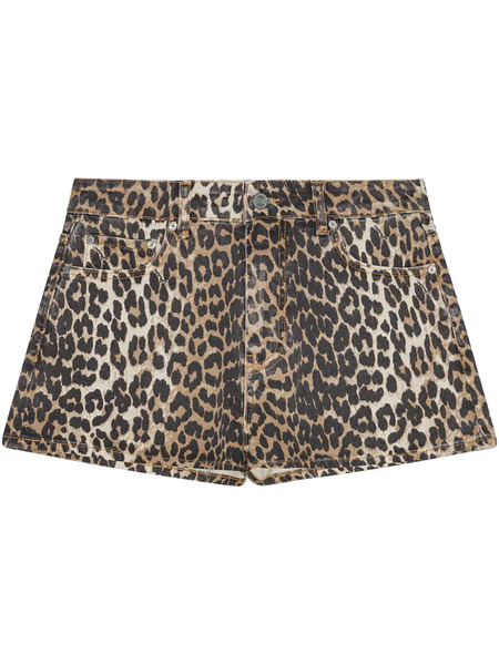  Ganni Leopard-print Shorts - Black 