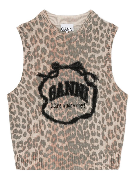  Ganni Leopard-print Vest - Brown 