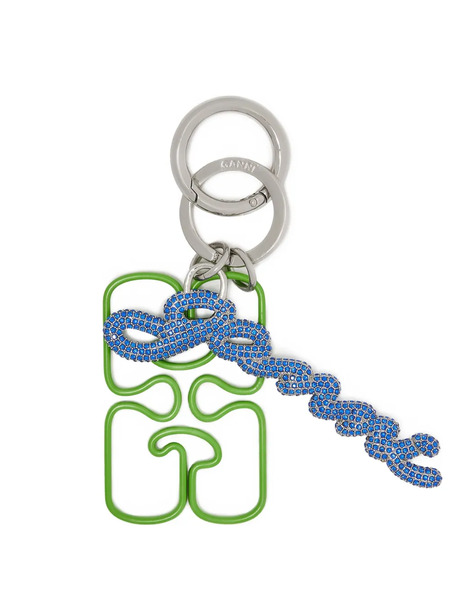  Ganni Logo Keyring - Silver 