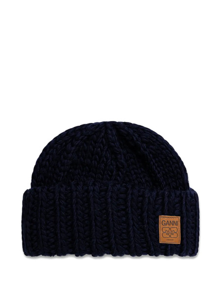  Ganni Logo-patch Beanie - Blue 
