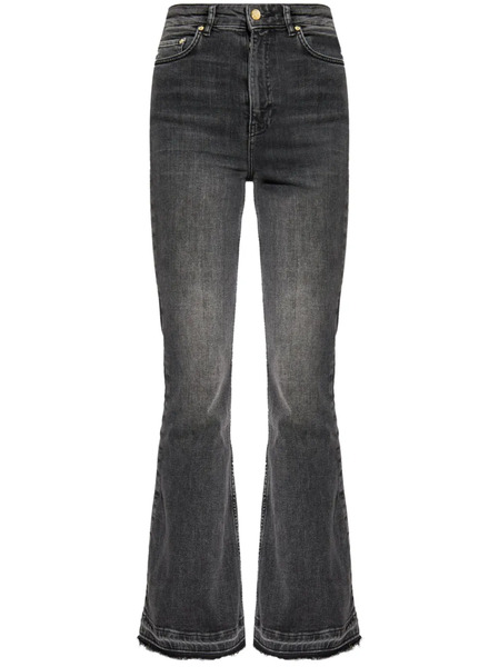  Ganni Logo-patch High-waist Flared Jeans - Grey 