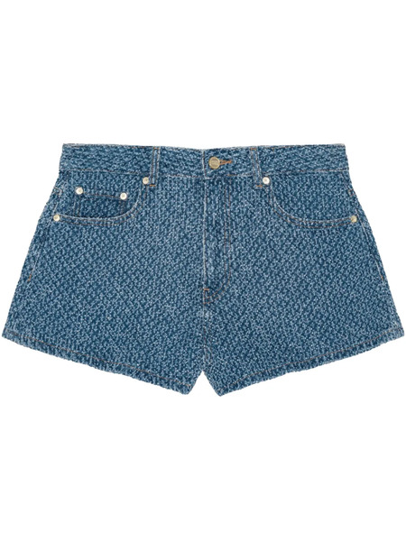  Ganni Logo Patch Shorts - Blue 